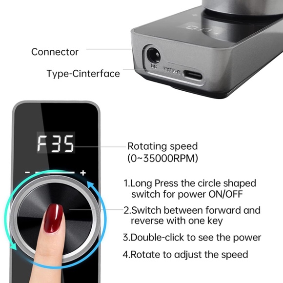 Portable 35,000 RPM Electric Nail Drill - Picture 10 of 13